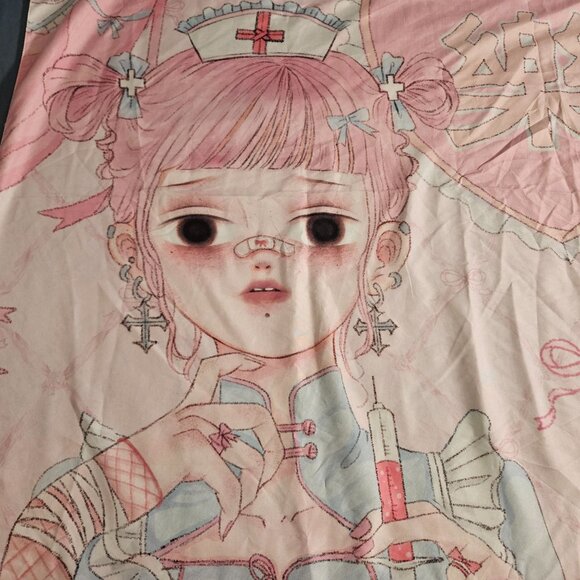 Wall Hanging Tapestry Kawaii Lolita Girl Nurse Chobits Fabric Pink White 59 x 50 - Picture 2 of 7